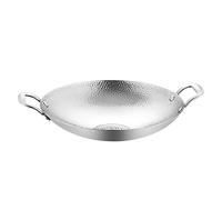 Copper Nonstick Ceramic Small Cooking Pot with Double Handles Stainless Steel Skillet for Paella Pan and Round Plates (Silver 10 inch)