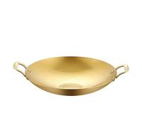 Copper Nonstick Ceramic Small Cooking Pot with Double Handles Stainless Steel Skillet for Paella Pan and Round Plates (Gold 10 inch)