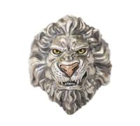 Copper Nose Brass Eyes 925 Sterling Silver King of Lion Ring TA431 UK Size P½~Z6 (Q 1/2 (58.3mm))
