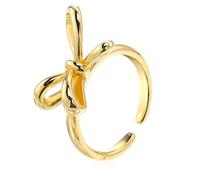 Copper Open Bow Ring Adjustable Stackable Finger Jewelry for Women Polished Finish Delicate Statement Accessory for Various Occasions
