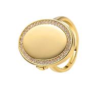 Copper Oval Locket Rings for Women Adjustable Opening Secret Storage Compartment Jewelry with Photo Box
