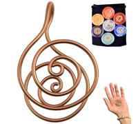 Copper Palm Ring, Pure Copper Energy Spiral Hand Ring for Balance Meditation & Energy, Handmade Spiral Reiki Cuff for Crystal Work, Chakra Support, and Daily Wellness Practice(With gem)