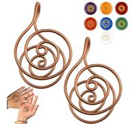 Copper Palm Ring, Pure Copper Energy Spiral Hand Ring for Balance Meditation & Energy, Handmade Spiral Reiki Cuff for Crystal Work, Chakra Support, and Daily Wellness Practice(2sets With gem)
