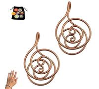 Copper Palm Ring Reiki Spiral Hand Rings for Meditation Energy Healing, Handmade Cuffs for Crystal Work, Chakra Balancing, Breathwork & Spiritual Jewelry Gift (2 Pcs With Gem Copper Ring)