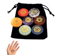 Copper Palm Ring Reiki Spiral Hand Rings for Meditation & Energy Support Gift, Handmade Copper Cuffs for Crystal Work, Chakra Balancing, Coppers Bracelets for Women & Men (D-7pc Gem)