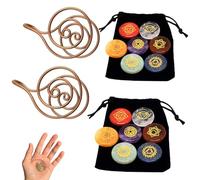 Copper Palm Ring Reiki Spiral Hand Rings for Meditation & Energy Support, Handmade Copper Cuffs for Crystal Work, Chakra Balancing, Coppers Bracelets for Women & Men Gift (B-A*2)