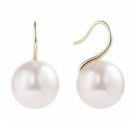 Copper Pearl Dangle Drop Earrings 1 Pair Large White Pearl Hook Earrings Elegant Statement Jewelry for Women Bridal Wedding Accessories for Brides