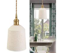 Copper Pendant Light, Ceramic Shade Hanging Light, 60in Adjustable Wire Fixture for High Ceilings, Modern Minimalist Style Lighting for Living Room & Bedroom