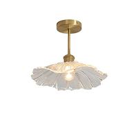 Copper Pendant Light Leaf Clear Glass Shade Flush Mount Hanging Ceiling Lighting Fixture, Chandelier for Loft Bar Kitchen Island Living Room Dining Room Bedroom Little Happ