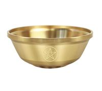 Copper Pentagram Bowl - Brass Pentacle Design, Serving Dish, Polished Finish, Mindfulness Practice Tool, Spiritual Ceremony Decor | Meditation Bowl for Yoga Studio Tabletop Prayers Women Men Use