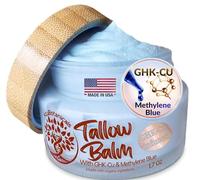 Copper Peptide GHk-Cu & Methylene Blue Infused Whipped Grass Fed Tallow Balm, Fine lines, Wrinkles, Eczema, Acne, Full body Moisturizer, For All Skin (1.7 oz)