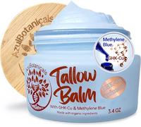 GHK-Cu Copper Peptide & Methylene Blue Infused Whipped Grass Fed Beef Tallow Balm, Anti-Aging, Fine lines, Wrinkles, Eczema, Acne, Full body moisturizer, All skin types, With Organic Ingredients 3.4oz