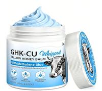 Copper Peptide GHK-Cu Whipped Beef Tallow for Skin - Grass Fed Manuka Honey Balm for Face & Body, Methylene Blue Anti-Aging Moisturizer for Dry Sensitive Skin