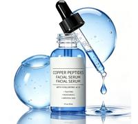 Copper Peptides Serum for Face, Hydrating Serum with Hyaluronic Acid, 30ml | Helps reduce the look of fine lines and wrinkles. Lightweight, non-greasy formula for daily use.