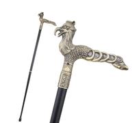 Copper Phoenix Walking Cane, Fashion Decorative Walking Stick Gentleman Elegant Cosplay Cane Knob Crosier 93cm