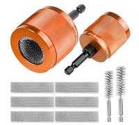 Copper Pipe Cleaner Set for Drill - 2pcs 1/2 3/4 Cleaners with 6 Brush Blades & 2 Stainless Steel Hex Shanks (15mm & 22mm) - for Removing Rust, Paint Stains from Copper/Metal Pipes, Ideal for Plumbers