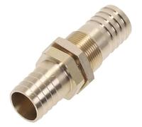 Copper Pipe Hose Barb Bulkhead Brass Barbed Tube Fitting, Coupler Connector Adapter Through-Plate Joint to Clamp(14Mm)