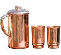 Copper Pitcher and 2 Tumblers for Ayurveda Health Benefit | Pure Water Jug With Tumbler Set