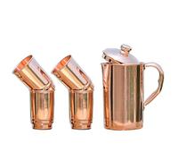 Copper Pitcher and Tumbler Set | 99.74% Pure Copper Water Jug with 4 Tumblers for Ayurvedic Health Benefits