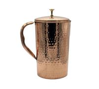 Copper Pitcher/Jug with Lid - for Ayurveda Health Benefits - Pure Copper Hammered Jug - Traditional Pitcher for Drinking and Serving Water (1600ml)