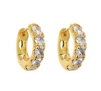 Copper Plated Gold Huggie Hoop Earrings For Women Girls Zircon Cut Hoop Earrings Cuff Stud Earring Jewelry for Women Uk (White, One Size)