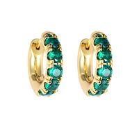 Copper Plated Gold Huggie Hoop Earrings For Women Girls Zircon Cut Hoop Earrings Cuff Stud Earring Jewelry for Women Uk (Green, One Size)