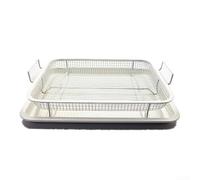 Copper Plated Stainless Steel Grill Basket with Bluing Treatment and Coordinated Tray for BBQ Applications (D)