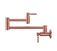 Copper Pot Filler Faucet,Brass Pot Filler Wall-Mount,Folding Stretchable Double Joint Swing Arm Single Hole Two Handle Kitchen Sink Pot Filler Faucet
