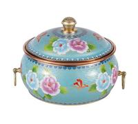 Copper Pot for Stove, Pasta, Casserole with lid, Double-Ear Soup, Handmade shabu, hot, for Picnic, Household(Green)