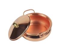 Copper Pot for Stove, Pasta, Casserole with lid, Double-Ear Soup, Handmade shabu, hot, for Picnic, Household(2.5L)