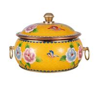 Copper Pot for Stove, Pasta, Casserole with lid, Double-Ear Soup, Handmade shabu, hot, for Picnic, Household(Yellow)