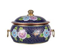 Copper Pot for Stove, Pasta, Casserole with lid, Double-Ear Soup, Handmade shabu, hot, for Picnic, Household(Blue)