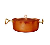 ＡＷＨＡＯ Copper Pot with Lid Flat-Bottom Hammered Copper Pot Heavy-Duty Cookware for Table Service