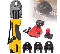 Copper Press Tool - 12v Electro Hydraulic Crimping Machine with 2 Batteries & 3 Crimp Jaws for Plumbing Pipes - Electrical Press Tool Kit