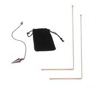 Copper Probe Rod for Water and Treasure Detection, Includes 2 Rods and Pendulum, Suitable for Various Search Applications (A)