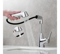copper pull-out hot and cold basin faucet can be lifted and heightened dual function water basin washbasin sink faucet, chrome plated