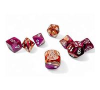 Copper Purple Gemini Dice with White Numbers 7+1 Lab Dice Set 16mm (5/8in) Chessex