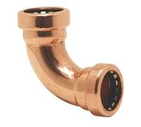 Copper Push-FIT Equal 90° Elbows 15MM, Suitable for Drinking Water, Suitable for Water Systems, Suitable for Hard & Soft Water Areas, 10 in Pack