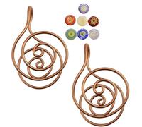 Copper Rings for Women Healing Spiral Hand Rings with Crystals, Handmade Copper Ring Set for Energy Healing, Chakra Balancing, Yoga, Breathwork & Spiritual Jewelry Gifts for Mindful Women