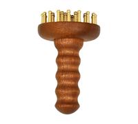 Copper Scalp Massage Comb Body Scraping Tool with Wooden Handle
