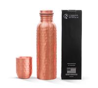 Copper Science Pure Copper Water Bottle & Tumbler Set - 34 Oz (1000 ml) | Handcrafted Hammered Finish Design, Leak-Proof | 100% Pure Copper Vessel for Ayurvedic Benefits & Wellness