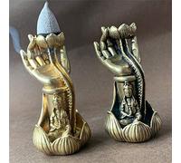 Copper Sculpture Statue Buddha Hand Base Backflow Incense Burner Decoration Brass Figurine Sitting Guanyin Figurines Ornament Home Decor Art collection