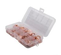 Copper Sealing Ring Assortment Flat Seal Set with Box, Red Copper Washers for Screws, Hat Bolts, Heat Resistant for Industrial, Car, Household, Electrical (Copper 200 Pieces)