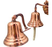 Copper Ship Bell Wall Mounted Hanging Nautical Ships Bell for Dinner Christmas Service Craft Farmhouse Maritime Bell Door Pub Office Last Order School Call Bells