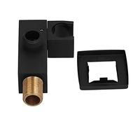 Copper Shower Head Holder, Rotatable Adjustable Showerhead Stand Mount Bracket, Matte Black Bathroom Hardware for Fixed Shower Head, with Decorative Cap, Durable and Resi