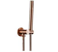 Copper Shower Holder Matter Black Round Handheld Head PVC Hose Connector Adjustable Wall Bathroom Accessorries(Brushed Rose Gold)
