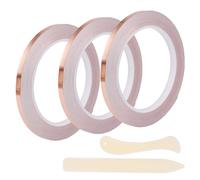 Copper Slug Foil Tape Kit, 7/18" x197ft 3 Rolls Metal Adhesive Conductive Snail Tape 2pcs Tools Supplies for Stained Glass Crafts EMI Shielding Electrical Repair Paper Circuits Guitar Muffling