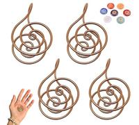 Copper Spiral Hand Rings Reiki Spiral Hand Rings for Meditation & Energy Healing, Spirals Copper Conductors with crystal amplifier or without for Reki Healers and Energy workers(With Gem,4pcs)