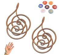 Copper Spiral Hand Rings Reiki Spiral Hand Rings for Meditation & Energy Healing, Spirals Copper Conductors with crystal amplifier or without for Reki Healers and Energy workers(With Gem,2pcs)
