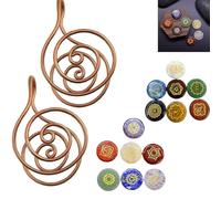 Copper Spiral Hand Rings, with Crystals Gem, for Meditation, Healing, Manifestation, Breathwork & Energy Alignment for Women & Men (2pcs)